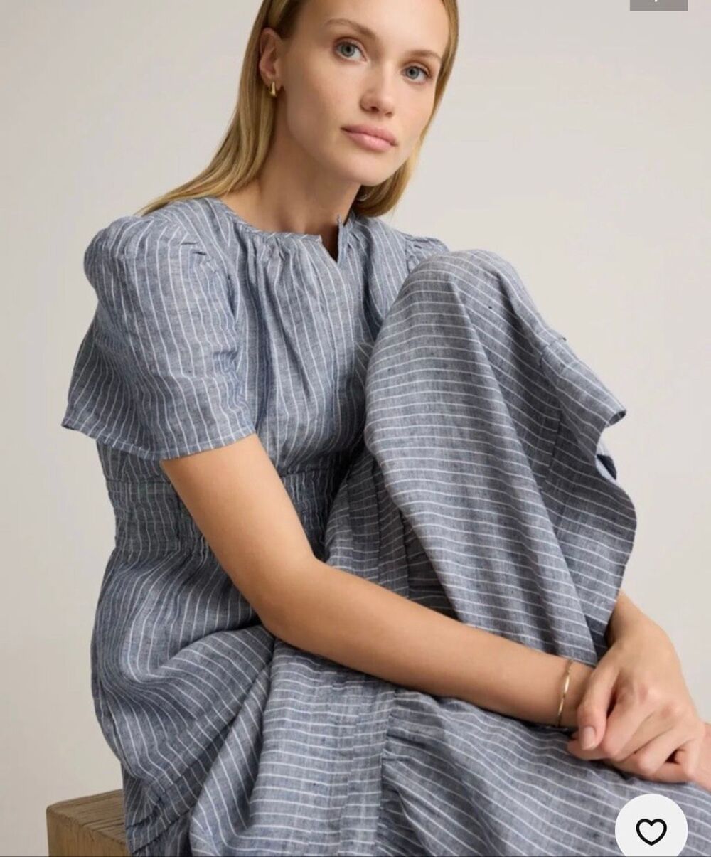 QUINCE 100% European Linen Tiered Maxi Dress, Med $189